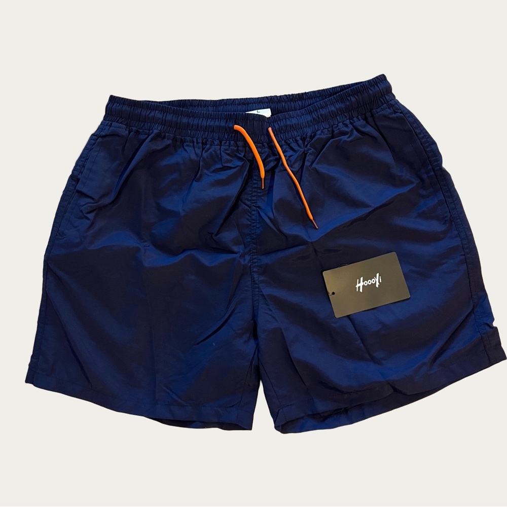 NWT Hoooyi Navy Swim Trunks with Orange Drawstring NWT‎ Size L